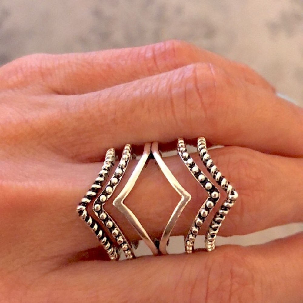Silver Boho Statement Ring - image 3